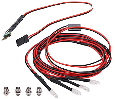 RC Auto LED-Licht Set, 3mm, 2X weiß + 2X rot, RC Dreikanal-Steuerscheinwerfer für 1/10 1/8 Modellautos, 4PCS /Set