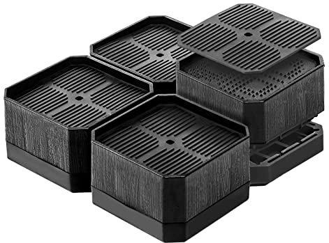 Uping Rehausseur Pieds de Lit Rehausseurs Meuble Rehausseur de Lit Rehausseur de Pied, Augmenter Hauteur de 4CM ou 8CM (4 Pac, Noir)