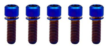 RISON-Titanium 5 Stück Titan Fahrrad Vorbau Schrauben M5x18mm, Fahrradschaftschrauben mit Unterlegsscheiben, Fahrrad Stamm Bolzen, Innensechskantschrauben für Mountainbike, Rennrad, Tourenrad