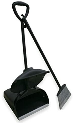 Broom and Dustpan Set with Lid Outdoor or Indoor Dust Pan with Combo Upright for Room Office Home Kitchen Floor Lobby Clean,Black