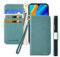 Butnyeoe Handyhülle für Huawei P30 Pro Klappbar Hülle,Litschi Textur Leder Wallet Schutzhülle Tasche Flip Cover Case,Magnetic Closure Klapphülle mit Kartenfach Standfunktion,Blau Grün