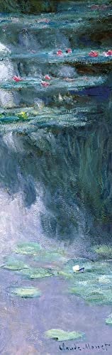 1art1 Claude Monet Seerosen, 1907 (dunkelblau), 1-Teilig Selbstklebende Fototapete Poster-Tapete 240x75 cm