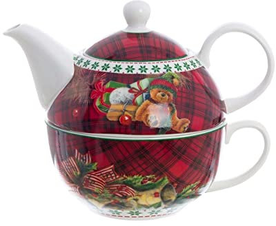 BLANC MARICLO 'Navidad tetera con osito decoración taza porcelana 16x15x17 cm