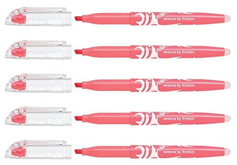 PILOT Frixion Light Natural Textmarker, abgeschrägte Spitze, Rot, 5 Stück