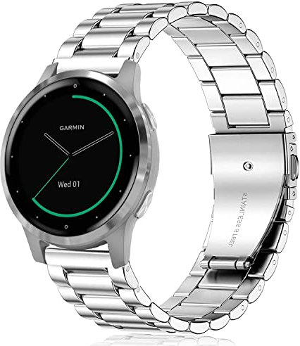 Issinlky Metallarmband für Garmin Vivoactive 4S/Venu 2S/Venu 3S/Vivomove 3S, 18mm Band Edelstahlarmband für Fossil Damen Gen 6/Fossil Damen Gen 5E/Fossil Damen Q Venture HR Gen 4/Gen 3