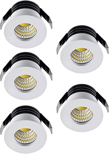 Btstil 5 X 3W LED Recessed Ceiling Light Downlights, LED Downlights Spotlight Recessed Mini Spot Lamp Warm Light [Energy Class A+](White Light)