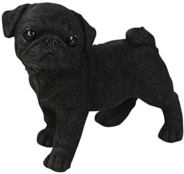 Fonowx Niedliche Mops Figur, Dekoration, Miniatur, rutschfest, Tier, Handwerk, Hund, Statue, Skulptur, Auto Armaturenbrett, Auto Innenraum, Zuhause, Drinnen, Schwarz