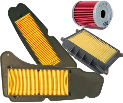 OFFERTA KIT 3 FILTRI ARIA COMPLETI DESTRO SINISTRO TRASMISSIONE + FILTRO OLIO YAMAHA YP 400 MAJESTY 2004 2005 2006 2007 2008 2009 2010 2011 2012 2013 2014 2015