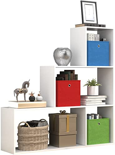 VCM Holz Stand Treppenregal Stufenregal Standregal Raumteiler Bücherregal Dubila M