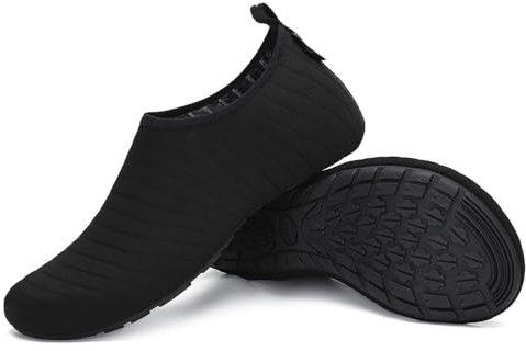 SAGUARO Badeschuhe Herren Wasserschuhe Damen Schwimmschuhe Aquaschuhe Schnell Trocknend Strandschuhe Surfschuhe Leicht Neoprenschuhe Wassersportschuhe Tauchschuhe Smoky Black Gr. 36/37 EU