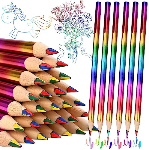 GOLDGE 40 Stück Regenbogenstift Buntstifte, 4 in 1 Farben Bleistifte Regenbogen Stifte Farbstifte für Skizzieren Zeichnen Färbung Geburtstag Mitgebsel Kinder Mädchen Junge