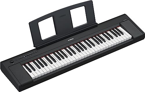 Yamaha Piaggero 61-Key Ultra-Portable Digital Piano, Touch Sensitive Keys, Metronome, Recording Function, Black NP15B