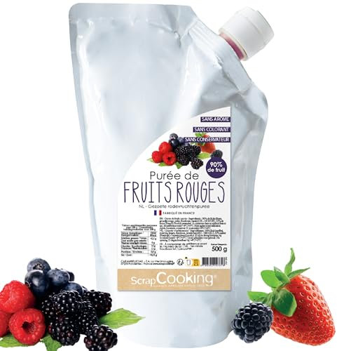 ScrapCooking - Purée de Fruits Rouges 500 g - Purée de Fruits pour Pâtisserie - Macarons, Mousses, Gelées, Gâteaux, Ganaches, Nappages, Coulis, Glaces, Smoothies, Cocktails - Fabriqué en France - 4761