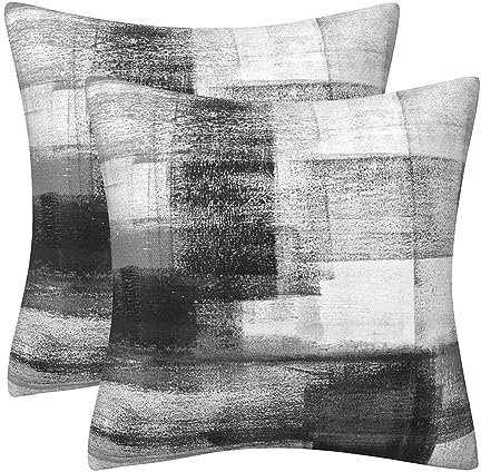 DILOXNSU Kissenbezug 50x50 2er Set Schwarz Grau Weiß Kissenbezüge Deko Kissen Samt Sofakissen Modern Abstrakte Kissenhülle Dekokissen Aesthetic Couchkissen für Sofa Couch Wohnzimmer Zierkissen