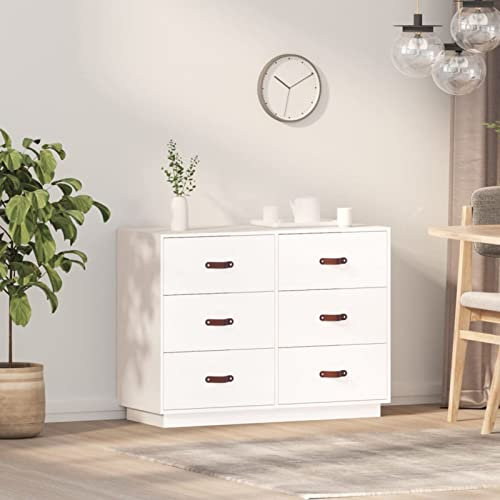 GuyAna Sideboard Kommode Weiß TüRen Sideboard Flur Schmal Eckkommode 100x40x75 cm Massivholz Kiefer