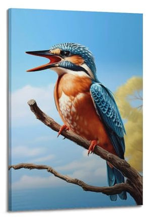 GELS Tierposter – schönes Eisvogel, dekoratives Gemälde, Leinwand-Kunstbild, 30 x 45 cm