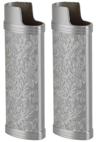 Custodia per Accendino in Metallo da 2 Pezzi con Stampa Floreale Vintage, Custodia per Accendino in Lega di Zinco Custodia per Accendino Stile Vintage per Protezione
