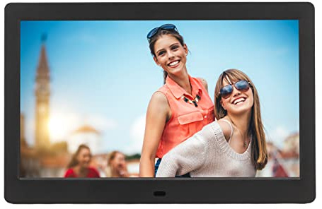 10-Zoll-Digital-Bilderrahmen, Intelligentes HD16:9-LCD-Elektronik-Fotorahmen-Fotoalbum, mit Uhrenkalender, mit Fernbedienung, für Familienfreunde (EU-Stecker)