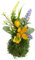 Botanic-Haus künstliche Frühlingsblumen im Grassockel mit Cosmea Farbe: gelb