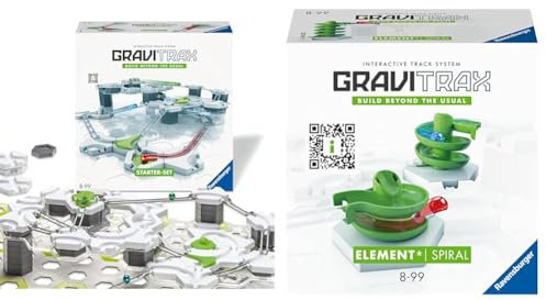 Ravensburger GraviTrax Starter-Set 22410 - Kugelbahn Starterset & Spirale 22424 - Kugelbahn Erweiterung