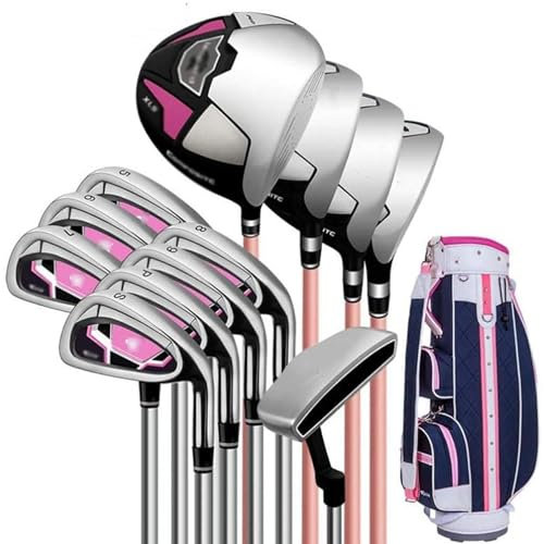 Golfklubbset för damer, golfklubba, komplett set för höger, golfklubba, set med golfklubbor och stativväska för kvinnor och nybörjare