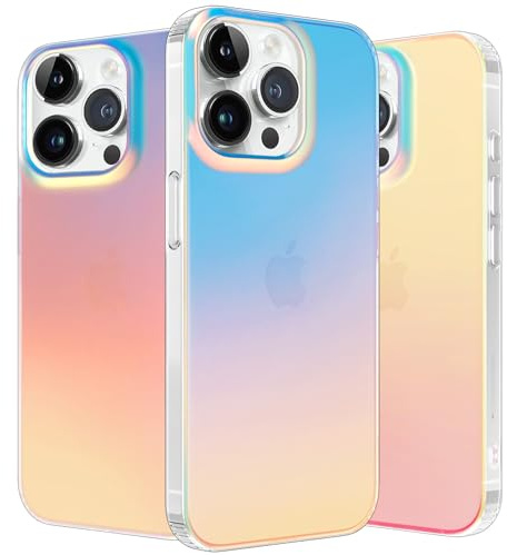 nicekool Hülle für iPhone 14 Pro, HandyHülle Case für iPhone 14 Pro Schutzhülle Kratzfeste Rückseite Durchscheinende Matt, Schillernd Fluoreszierend