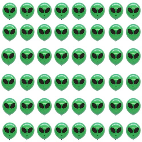 HAICN 50 Stück Alien-Luftballons, Weltraum-Ballon, Party-Luftballons, UFO-Party-Dekorationen, Requisiten, Hintergrund für Alien-Themen, Geburtstagsparty-Zubehör