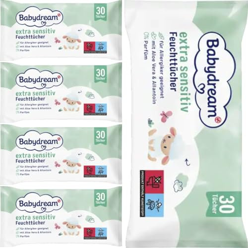 Babydream extra sensitive Feuchttücher Tücher 30 Stück x 5 Packs