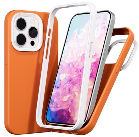 MINUUISCT Kompatibel mit iPhone 6 Plus/iPhone 7 Plus/iPhone 8 Plus Hülle, schlankes, flüssiges Silikon, 3-lagig, vollständig abgedeckt, weiches Gel-Gummi, Braun-Orange