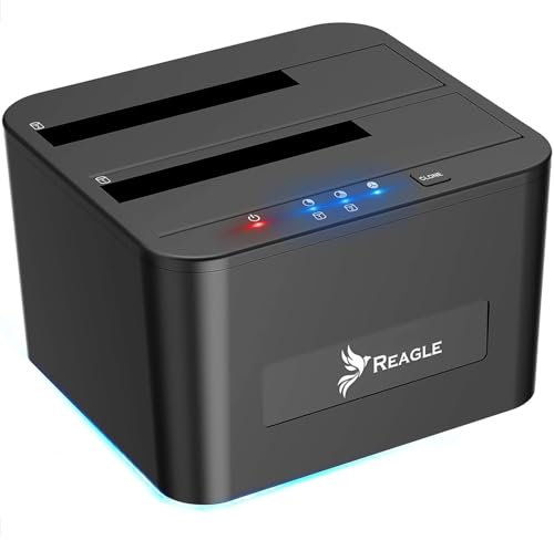 Reagle Dual SATA Docking Station - Unterstützt 2X HDD/SSD bis zu 16TB, Offline Klonen, SuperSpeed USB 5Gb/s, Plug & Play, Kompatibel mit Windows & Mac OS