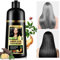 Hair Dye Shampoo 3 IN 1, 500ML Haarfärbeshampoo Haarfärbung für Graue Haare, Haarfarben Farbshampoo, Instant Hair Shampoo für Männer Frauen (Schwarze)