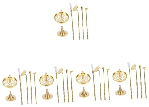 Cabilock 5 Ensembles Outil kit de cérémonie d'encens Chinois kit brûleur d'encens Bois d'agar Ensemble de brûleur d'encens bruleur kit de Fabrication d'encens déco de Salon de thé Laiton