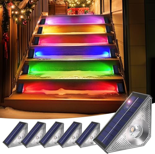 Solpex Luci solari per gradini, confezione da 6, multicolori, per recinzioni, scale, terrazza, veranda, giardino, cortile