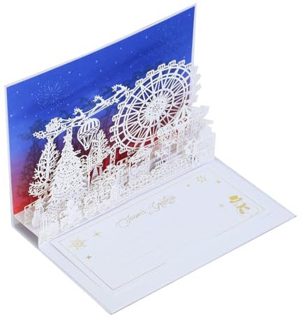 GEHENFRUCHT 3D Weihnachtskarten 3D Weihnachtsgrußkarte mit Umschlag, Geschenkkarte Weihnachten Pop up Weihnachtskarten Geschenk für Weihnachten, Chrismas(3D Karten Riesenrad)