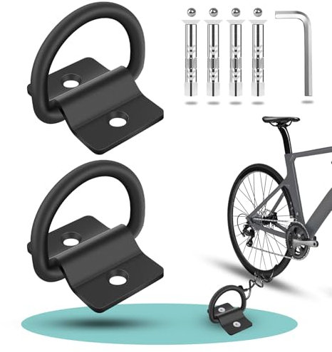 2 Pièces Ancrage Moto, Ancrage Vélo Mural, ø12 Anneau Basculant Ancrage au Sol pour Vélo, Antivol en Acier Haute Résistance Comprend Les Vis, la Cheville Expansible