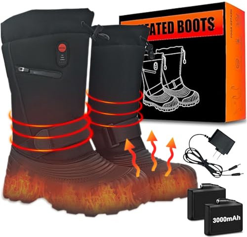 OHAANYY Stivali da Neve Termici Invernali per Uomo e Donna, Stivali Riscaldanti Elettrici Scaldapiedi, Stivali Riscaldati Ricaricabili Impermeabili, Stivali da Esterno Caldi e Leggeri