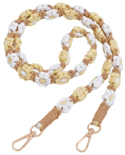Beebeecraft Tracolla A Forma di Fiore in Corda di Cotone con Margherita Gialla Manici A Catena per Borsa di Ricambio con Chiusura in Metallo per Borse Forniture per La Realizzazione di Borse