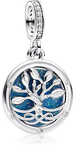 MSPOVOF Árbol infinito que brilla en la oscuridad Charm,S925 Sterling Silver Charms,Bead para pulseras y collares,Para Navidad Cumpleaños Mujeres Joyería Regalo