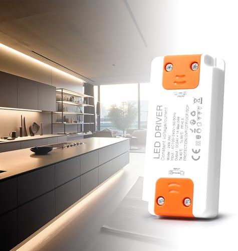 24V Netzteil LED Trafo 24W, BRIMETI 1A LED Transformator 230V auf 24V LED Treiber Schaltnetzteil, AC 230V auf DC 24 Volt, Kompakter Extrem Dünner Konstantspannung Niedervolttrafo