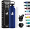 KollyKolla Trinkflasche Edelstahl 750ml, Isolierflasche mit Strohhalm, BPA-Frei, Kohlensäure Geeignet, Vakuum Thermosflasche, Wasserflasche für Erwachsene, Uni, Sport, Büro, Gym, Fahrrad, Camping