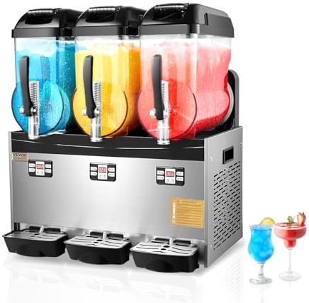 VEVOR Macchina per Bevande Ghiacciate Commerciale, Macchina per Bevande Fredde a Triplo Serbatoio 12L x 3, Macchina per Bevande Ghiacciate in Acciaio Inox, Macchina per Bevande Smoothie Bar Hotel