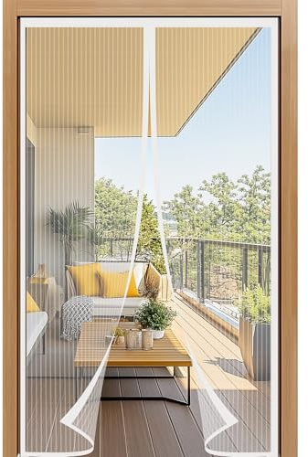 LUYANXY Zanzariera Magnetica 110x230cm, Zanzariera Porta Finestra Tenda Bianco, Zanzariere Magnetiche Balcone, Anti Insetti Traspirante Chiusura Automatica, Non ho più fastidiosi insetti in casa