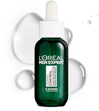 L'ORÉAL Paris Men Expert Derma Control Serum gegen Unvollkommenheiten mit Niacinamid und Salicylsäure, für Herren mit fettiger Haut und Tendenz gegen Akne, reduziert Flecken und Markierungen nach Akne