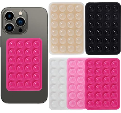 NUTTDOO Silicone Phone Suction Pad,5PCS Silicone Suction Phone Case Mount,Hands-Free Accessories Holder for Shower Mirror and Car Selfie Sticky Grip for phone