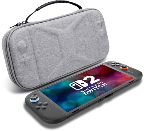 Vanrain Tasche für Nintendo Switch 2, Harte Tragetasche Hülle mit 10 Spielekassetten Aufbewahrungstasche Schutzhülle Case, Grau