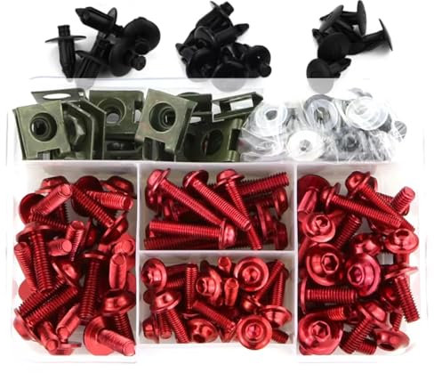 DRCIOQAZR Kompatibel Mit YZF Für R25 Für YZF Für R3 Für YZF Für R6 Motorrad Schraube Set Verschluss Clip Schraube Körper Verkleidung Bolzen Schraube Motorrad Schrauben(Red)