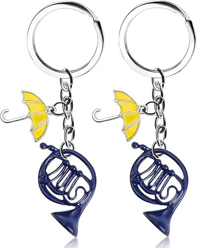 2pcs Horn Regenschirm Schlüsselanhänger, Französisch Horn Schlüsselanhänger inspiriert von How I Met Your Mother Geschenke für Eltern, Geburtstagsgeschenke, Urlaub Geschenke