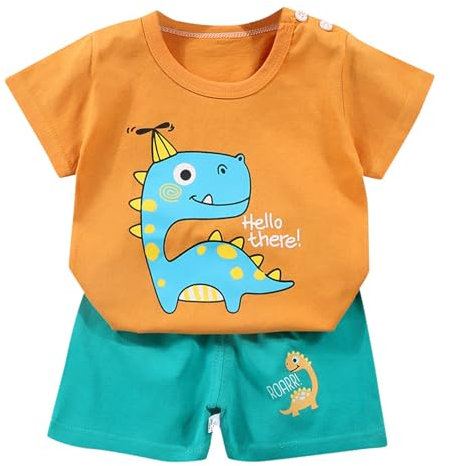 Generico Completo Neonato Estivo Abbigliamento Set per Bambini Estivi Outfit Bimbo Completini e Coordinati Gentiluomo T-shirt Maniche Corte Ricamate Pantaloncini Tuta 1-8 anni Ragazzi 1-4