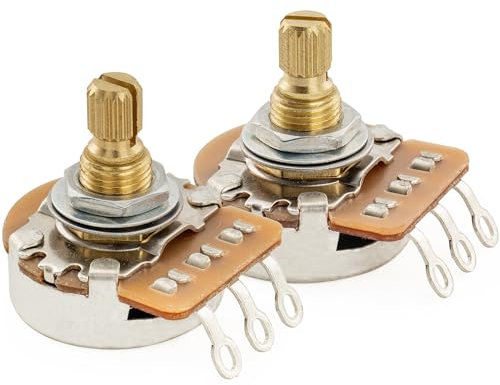 Musiclily Pro HD A500K+B500K Pots Brass Metric Split Short Shaft 6.5mm Audio Linear Taper Potentiometers for ST Tele PB JB Style Electric Guitar Bass (Set of 1A1B)