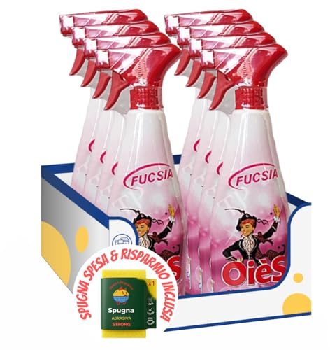 Detergente Multisuperficie Profumato Fucsia 750 ml – Spray per Pulizia Casa Cucina Bagno kit con Spugna Brandizzata SPESA & RISPARMIO Inclusa – Variazioni 4/8/12 Pezzi (8)
